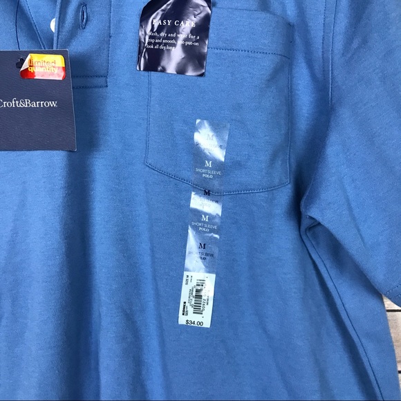 Croft & Barrow Short Sleeve Polo Shirt Blue Medium - Picture 3 of 6